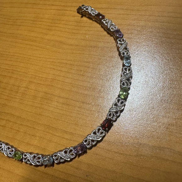 Sterling Silver Gemstone tennis bracelet - Picture 4 of 7